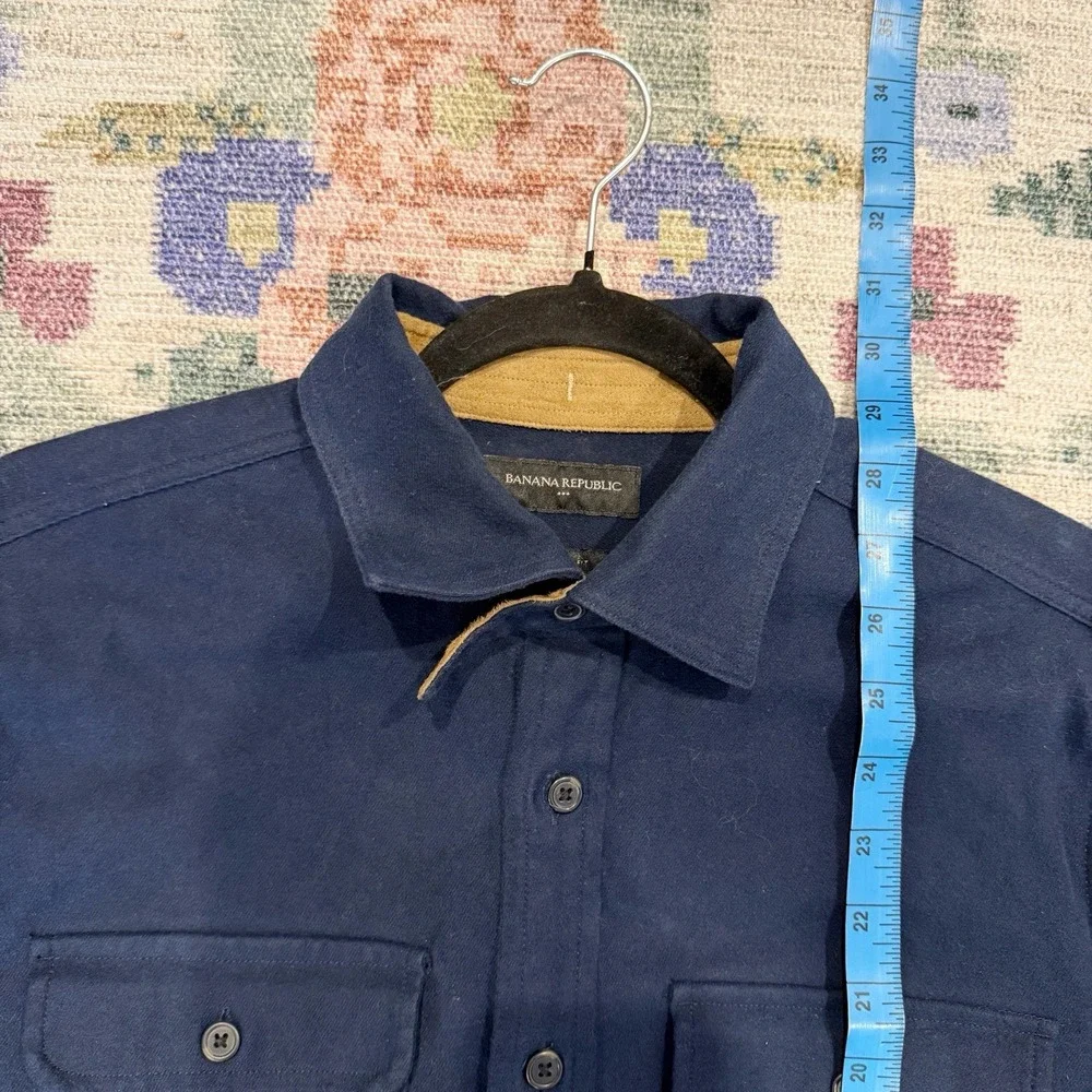 Banana Republic Mens‎ Moleskin Button Up Shirt Small Navy Thick Elbow Patch
